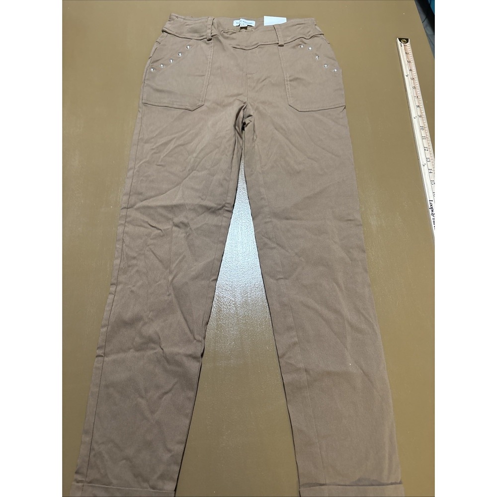 SOHO APPAREL Brown Mid Rise Skinny Twill Pants Slim Stretch Pockets S